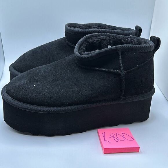 CUSHIONAIRE Women's Genuine Suede Cozy Mule Platform +Memory Foam 5 BLACK - Picture 3 of 7